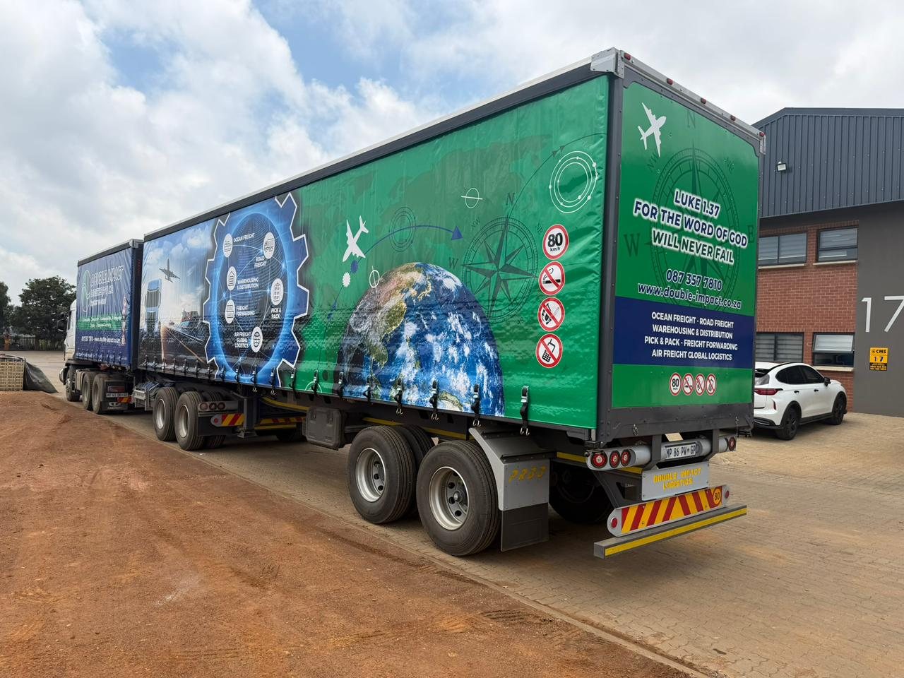 Road logistics fleet on a South African route